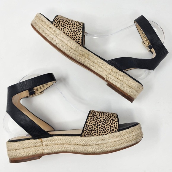Vince Camuto Espadrille Sandals Women's 8.5 Kathalia Cow Hair Leopard Platform - Picture 6 of 10